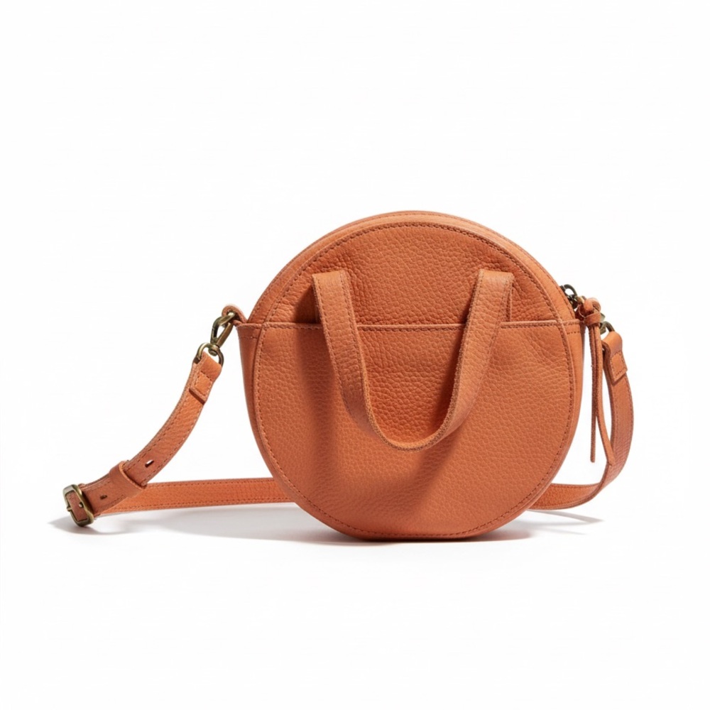 Madewell Orange Broken In Leather Crossbody Bag with Tassel Detail